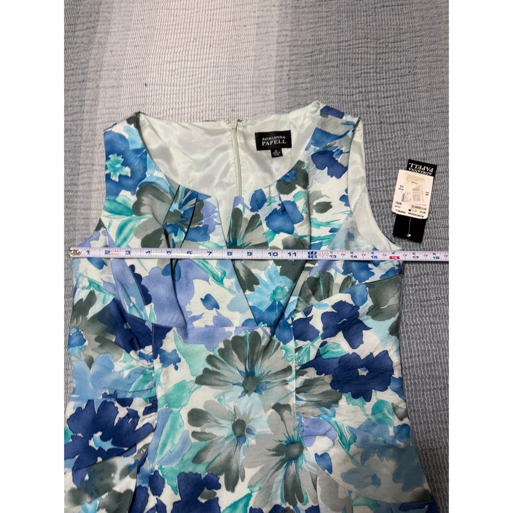 Adrianna Papell Dress 10 Blue Floral Watercolor Fit Flare NWT Elegant Ethereal - Picture 3 of 8